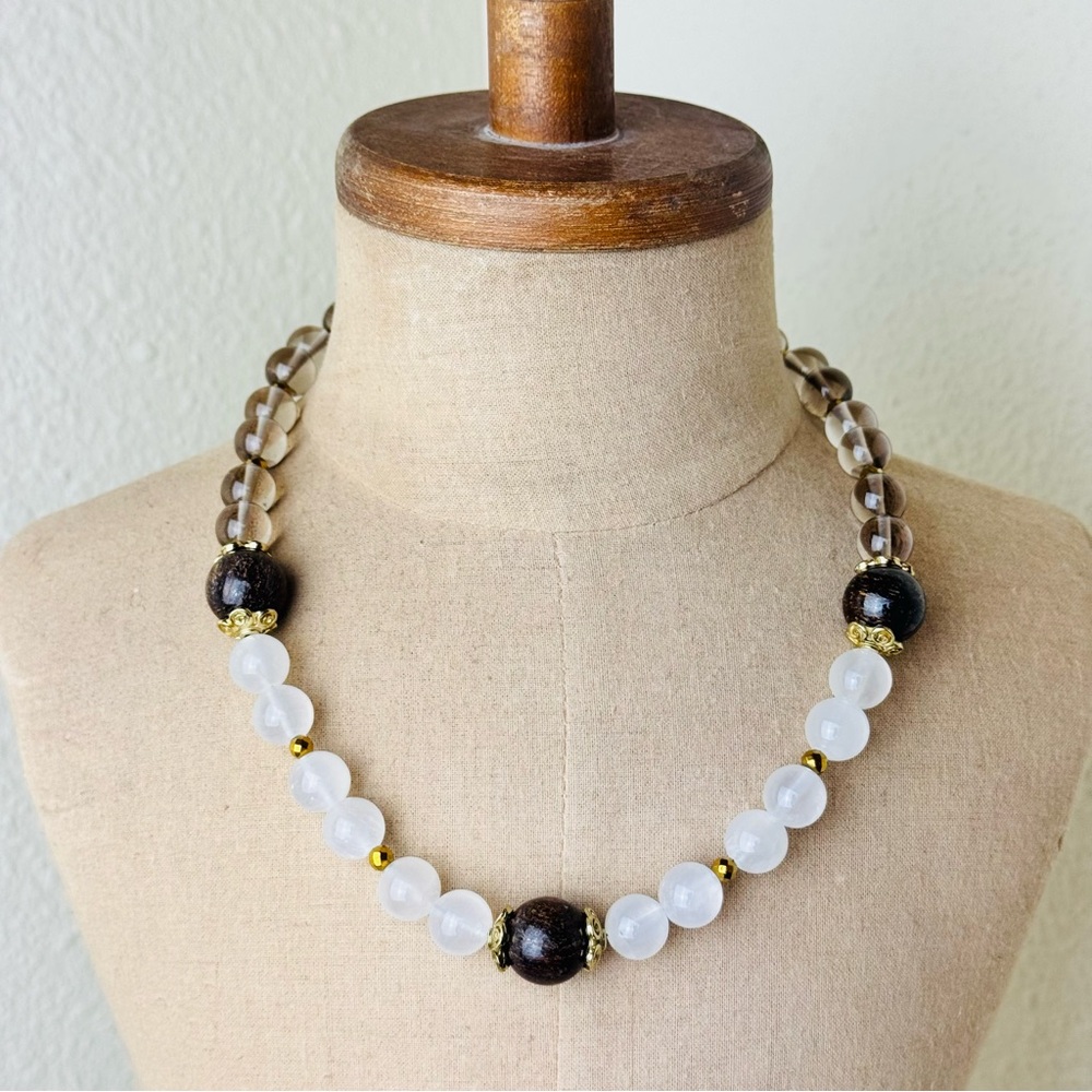 Quartz Bronzite Beaded Necklace Handmade